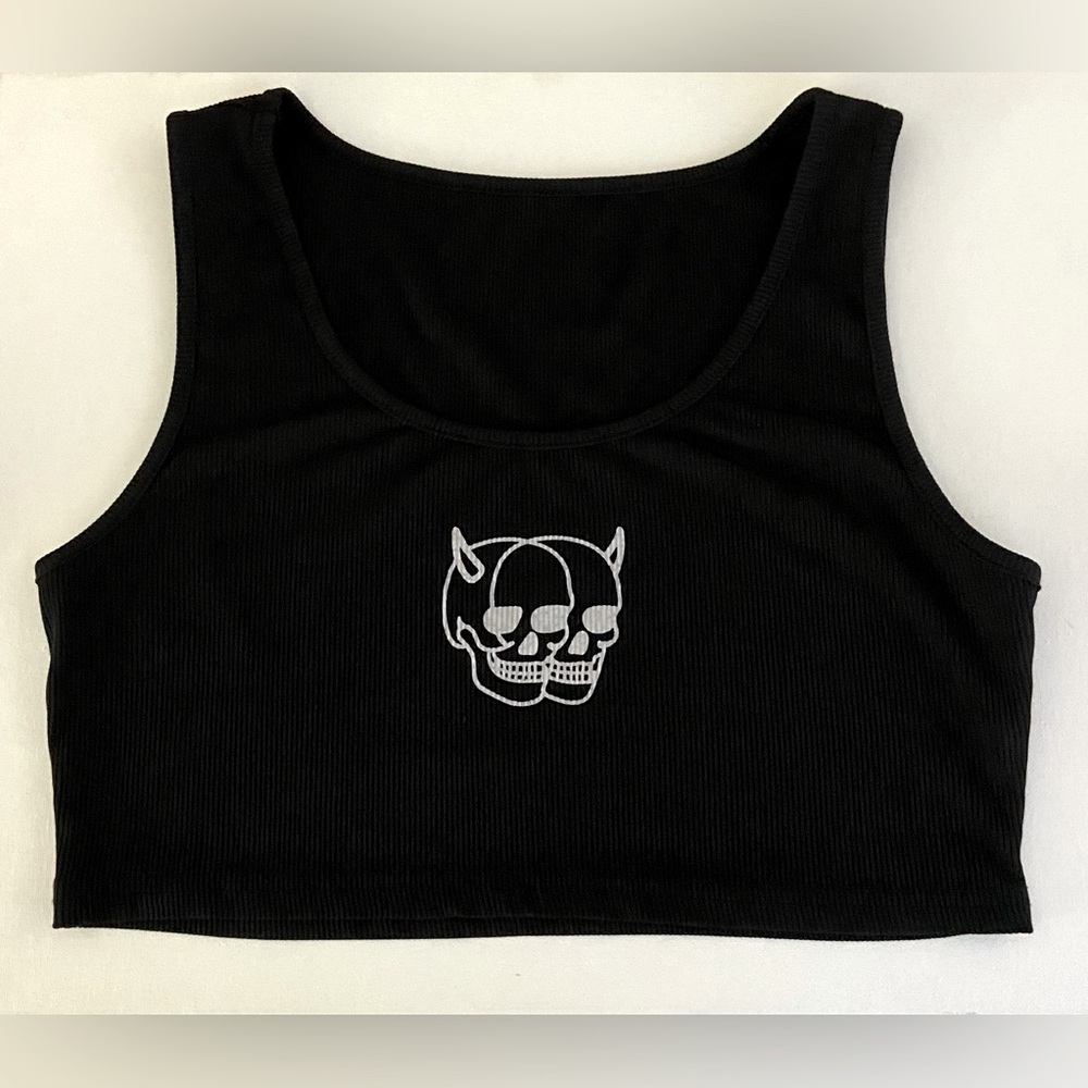 SHEIN Black Ribbed Crop Top.